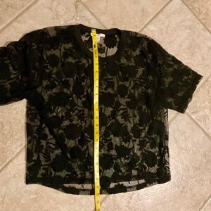 NWOT Small sheer black lace top